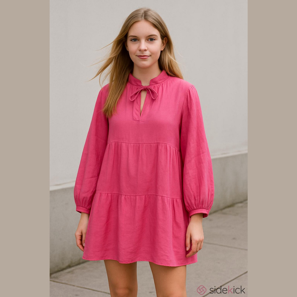 line the label pink long sleeve dress mini